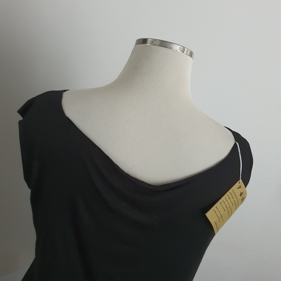 NWT We Walk Sleeveless Hand Printed Festival Black Mini Dress Size L - Picture 6 of 9